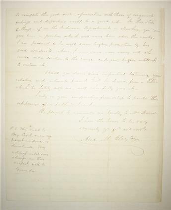 (CIVIL WAR--CONFEDERATE.) Clayton, Alexander M. Letter to Jefferson Davis, hoping for the establishment of a Supreme Court.